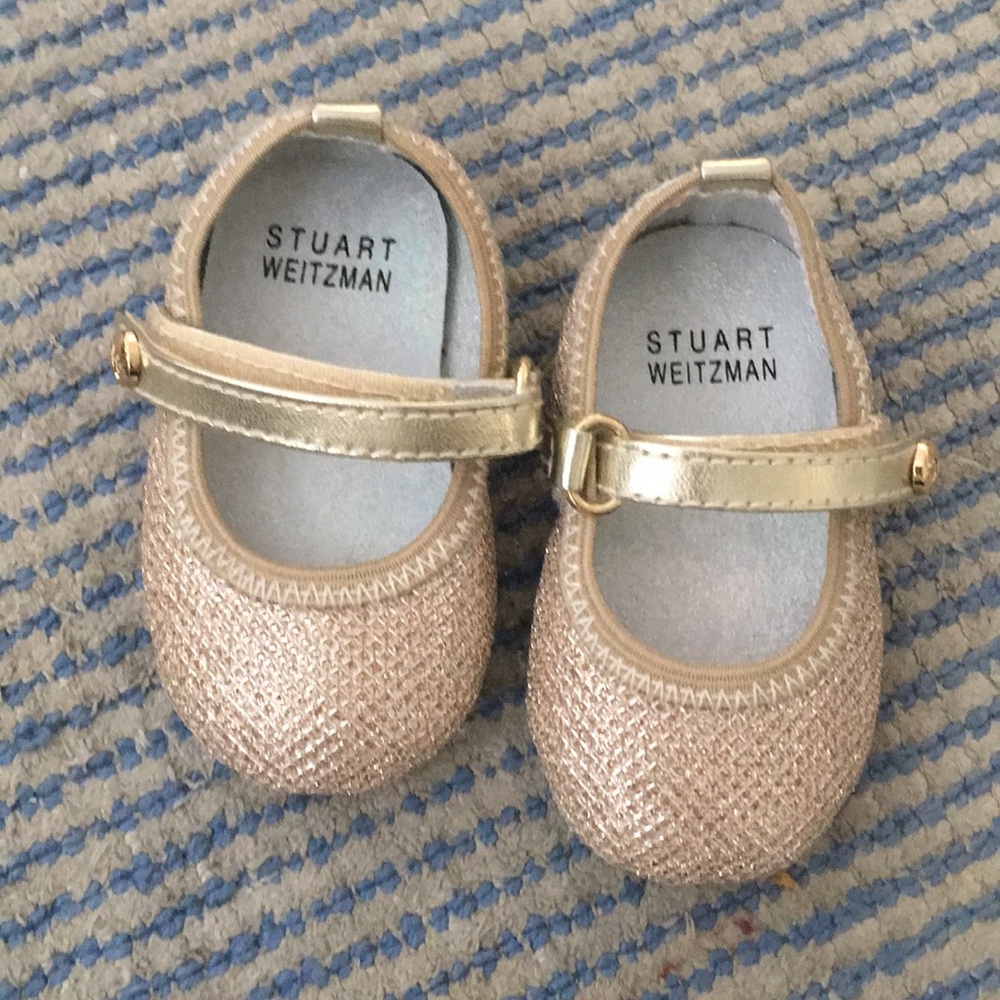 Stuart weitzman gold infant flat